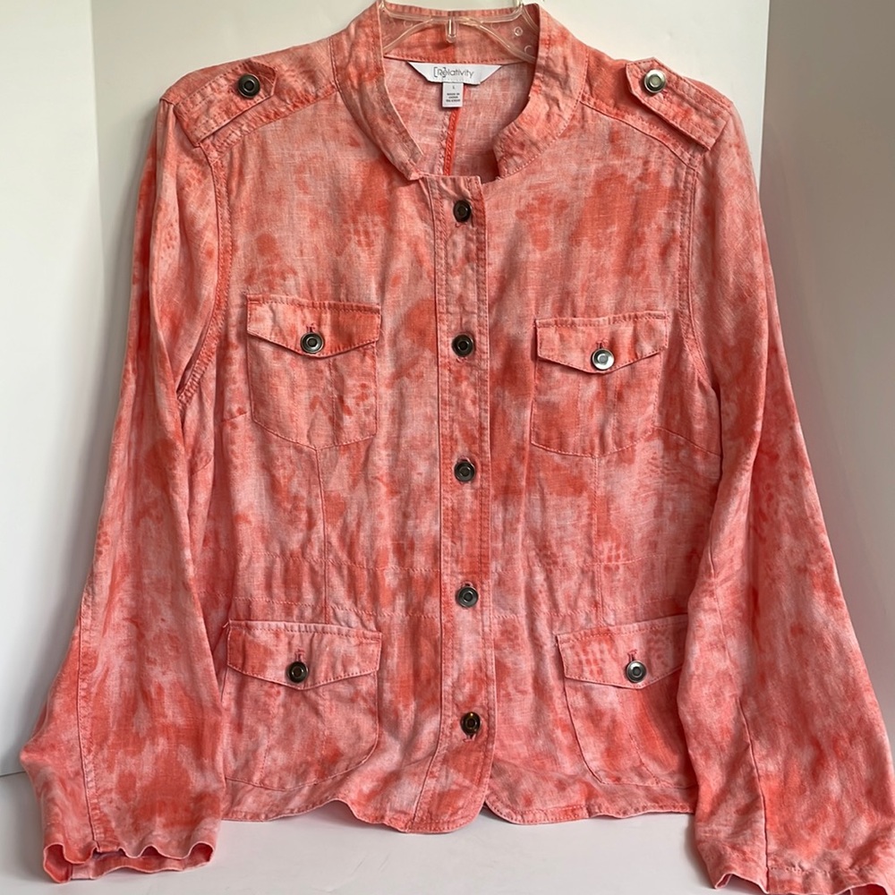 Relativity 100% Linen Lightweight Button Front Mo… - image 1